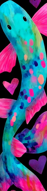 Free printable fish bookmark featuring wispy fish pair